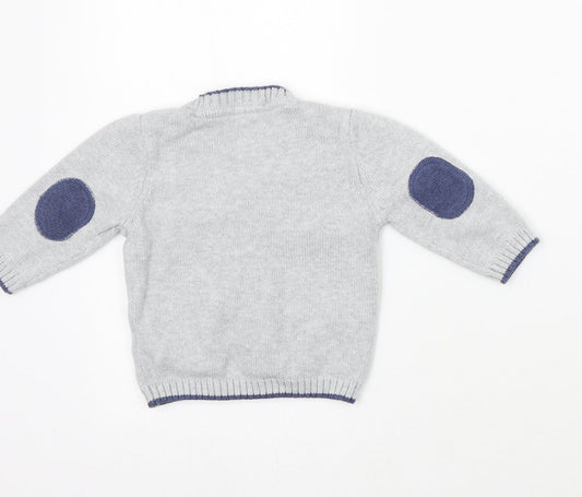 F&F Boys Grey Cardigan Jumper Size 3-6 Months