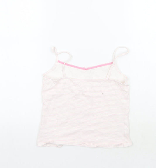 George Girls White Striped Basic T-Shirt Size 10-11 Years