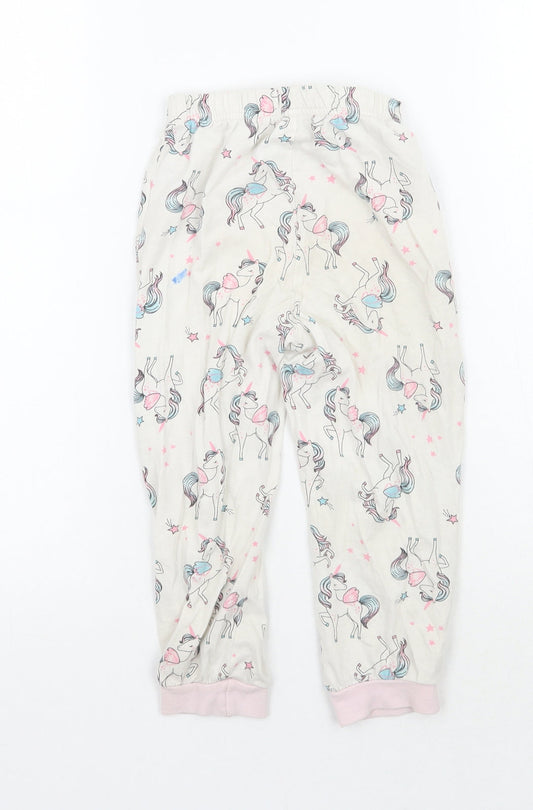 Matalan Girls White Geometric Pyjama Pants Size 3-4 Years