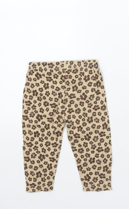 Carters Girls Brown Animal Print Capri Leggings Size 6-9 Months