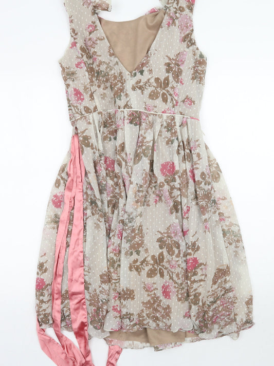 TFNC Womens Beige Floral A-Line Size 2