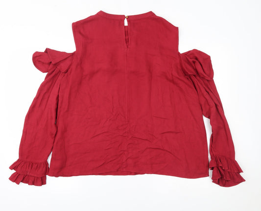 Avon Womens Red Basic Blouse Size 14