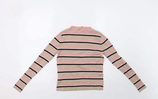 H&M Womens Beige Striped Pullover Jumper Size M