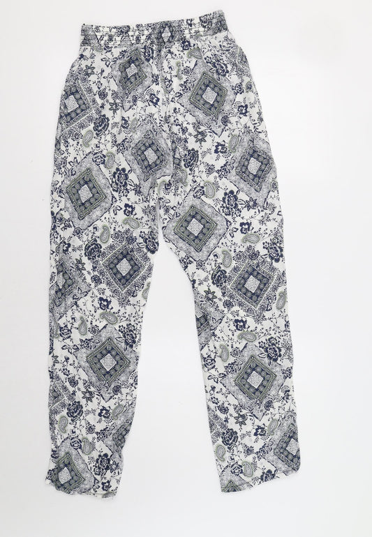 YAYA Womens Blue Paisley Trousers Size S L28 in