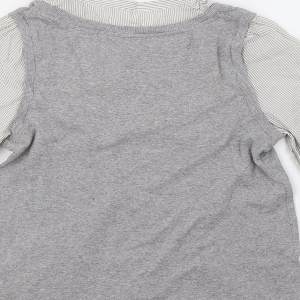 M&S Womens Grey Striped Pullover Jumper Size 12