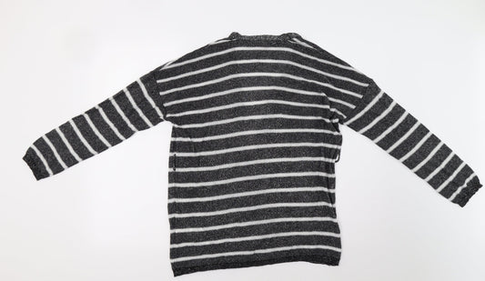 Koton Womens Black Striped Cardigan Jumper Size M