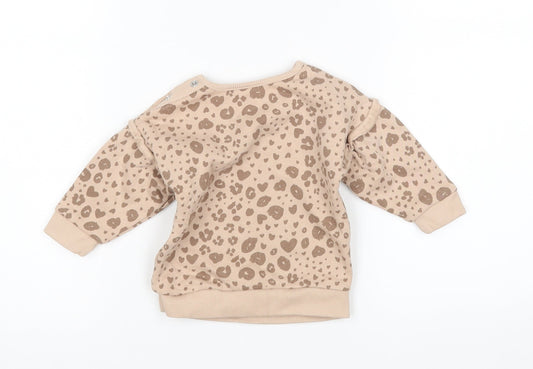 George Girls Brown Animal Print Pullover Jumper Size 0-3 Months