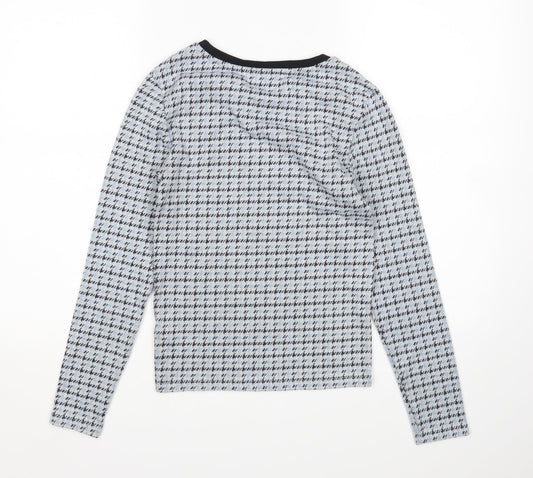 Topshop Womens Blue Houndstooth Pullover Jumper Size 8