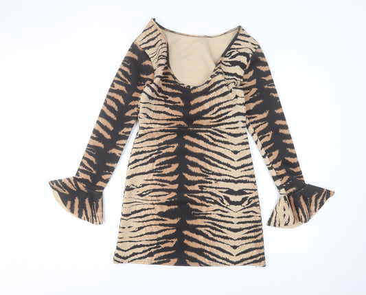 In the Style Womens Brown Animal Print Pencil Dress Size 10