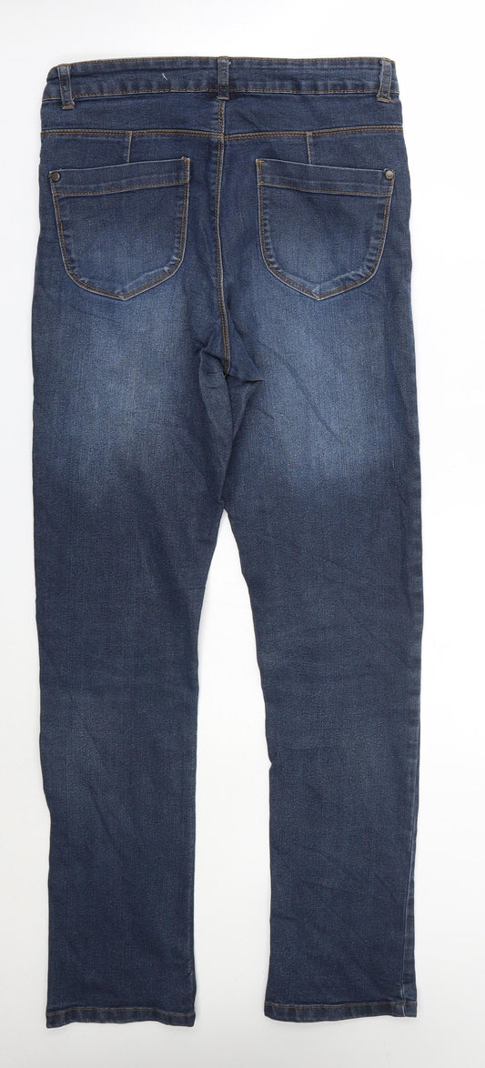 elle nor Womens Blue Straight Jeans Size 28 in L30 in