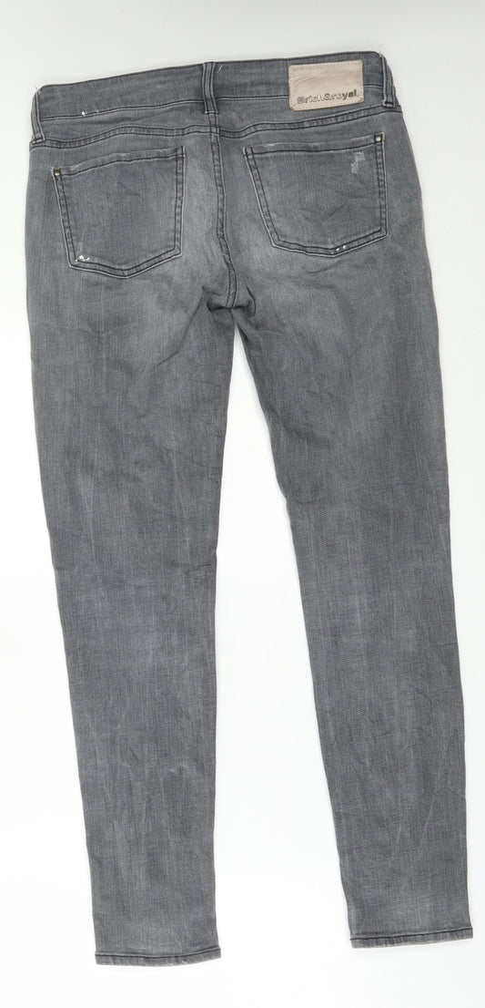 Rich & Royal Womens Grey Skinny Jeans Size 28 L30 in