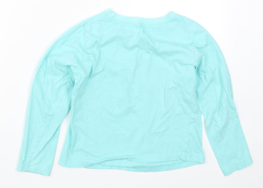 Preworn Girls Blue Solid Top Pyjama Top Size 8-9 Years - Always Dreaming Unicorns