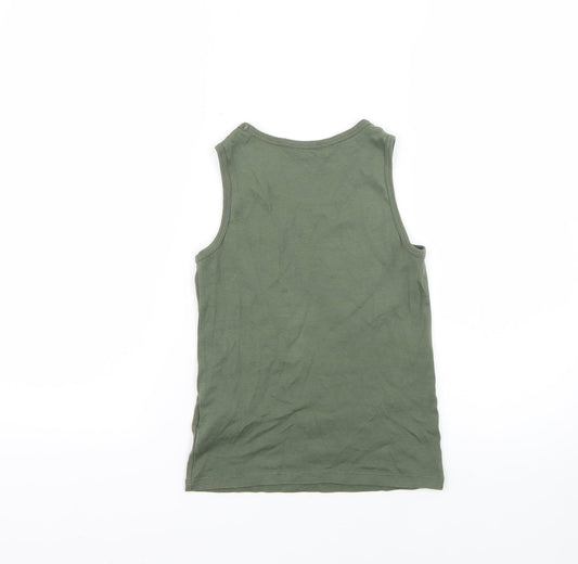 H&M Boys Green Basic T-Shirt Size 7-8 Years