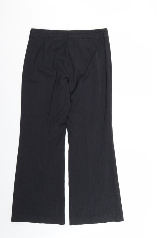 NEXT Womens Black Striped Trousers Size 12 L26 in