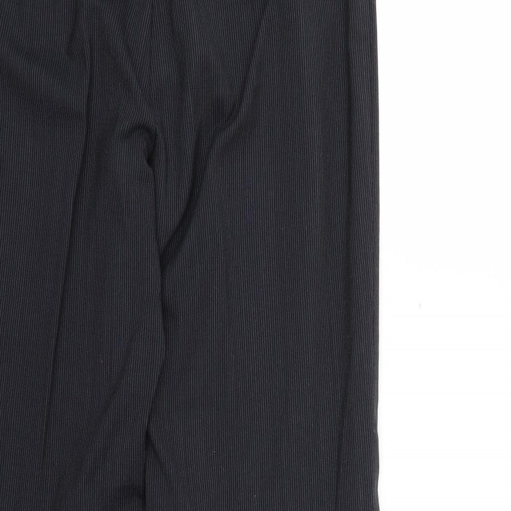 NEXT Womens Black Striped Trousers Size 12 L26 in