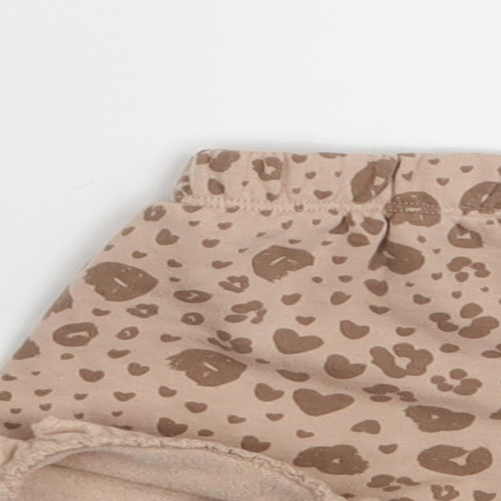 George Girls Brown Animal Print Cropped Leggings Size 0-3 Months - Waist 16in; Inside leg 2in