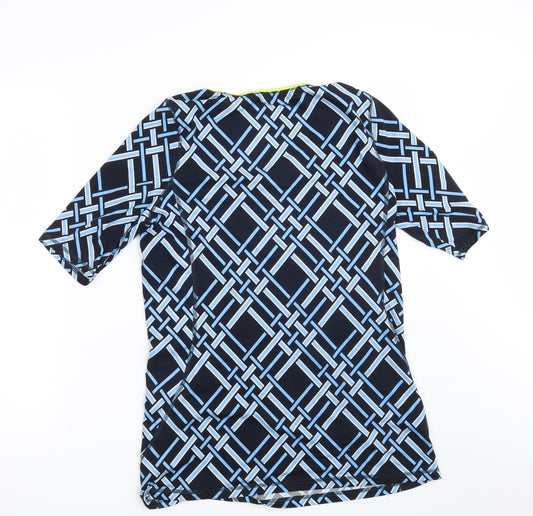 Land's End Womens Blue Geometric Basic T-Shirt Size 8
