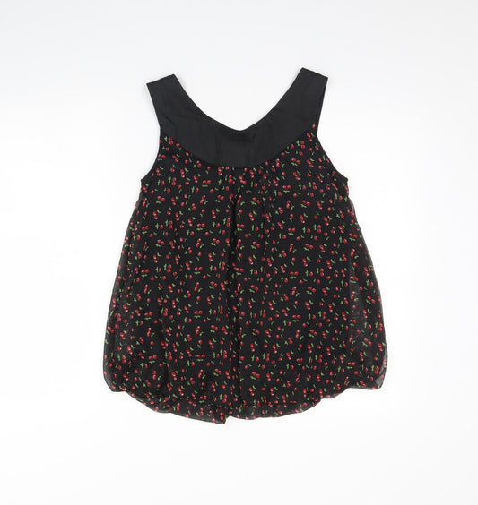 Tsega Womens Black Floral Basic Tank Size S