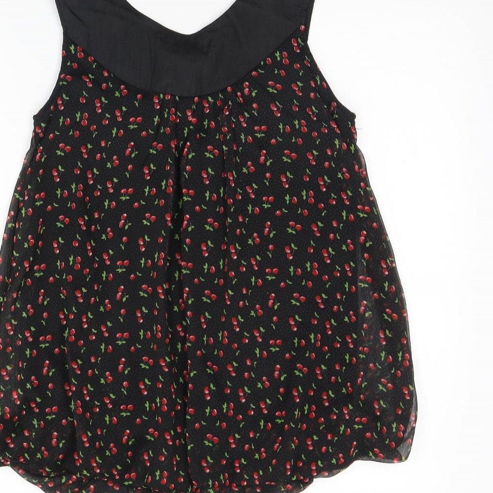 Tsega Womens Black Floral Basic Tank Size S