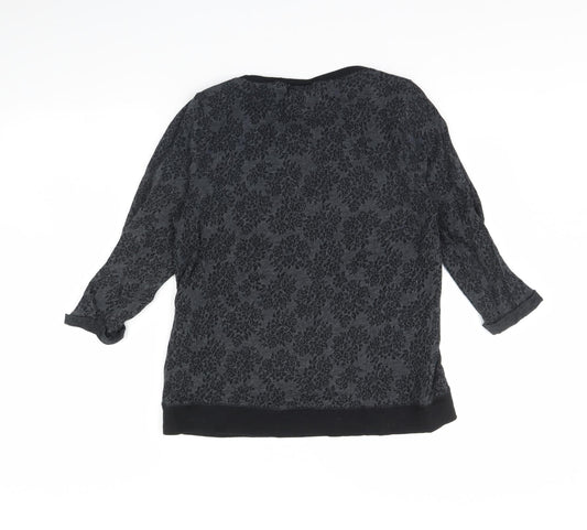 Dorothy Perkins Womens Grey Floral Pullover Jumper Size 14