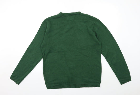 Preworn Mens Green Knit Pullover Jumper Size L