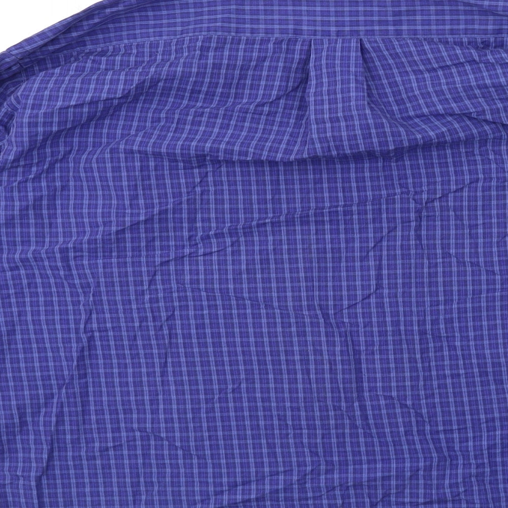 Marks and Spencer Mens Blue Check Button-Up Size 15.5