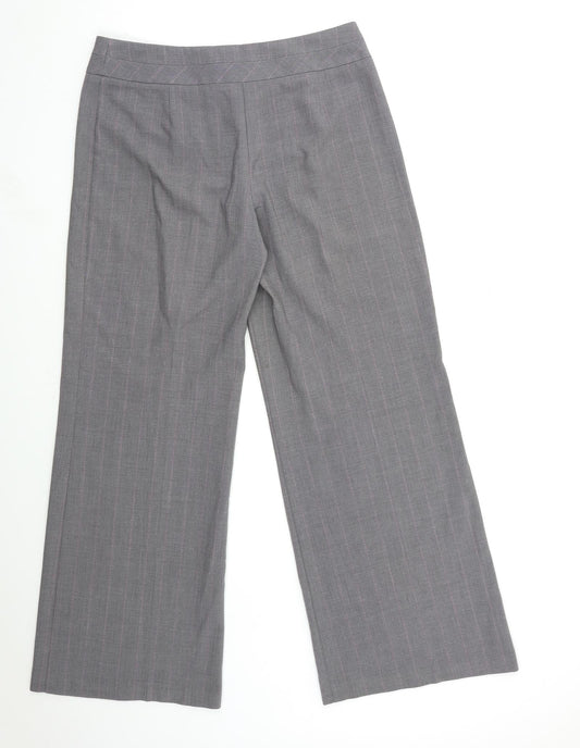 Marks and Spencer Womens Grey Striped Trousers Size 12 L30 in