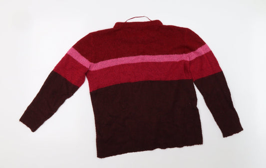 b. young Womens Pink Striped Pullover Sweatshirt Size L