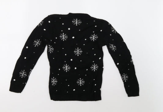 fresh trend Girls Black Polka Dot Pullover Sweatshirt Size 7-8 Years - olaf