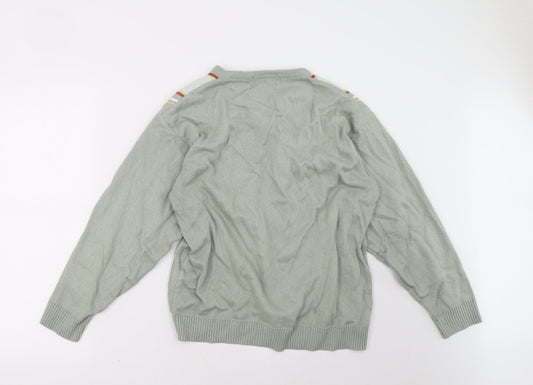 northwood Mens Green Geometric Pullover Sweatshirt Size S