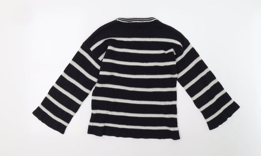 Brave Soul Womens Blue Striped Pullover Sweatshirt Size 12