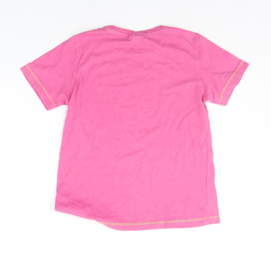 NEXT Girls Pink Basic T-Shirt Size 7 Years - shark