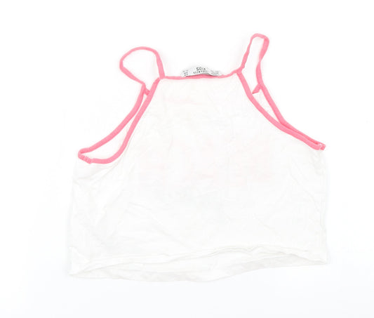 Terranova Girls White Cropped Tank Size 12-13 Years - Beach Please