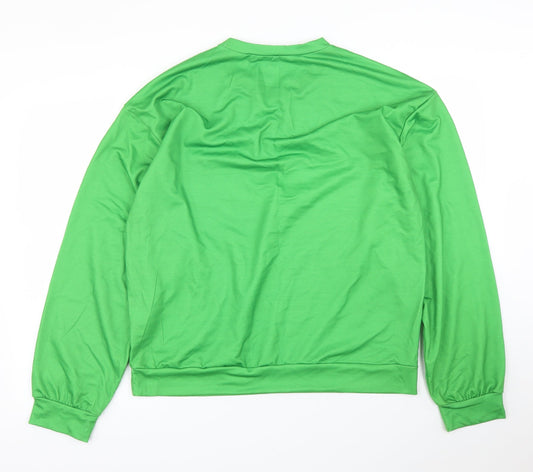 Preworn Womens Green Striped Pullover Jumper Size 2XL