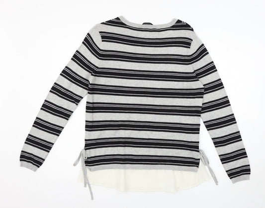 Dorothy Perkins Womens Grey Striped Pullover Jumper Size 12