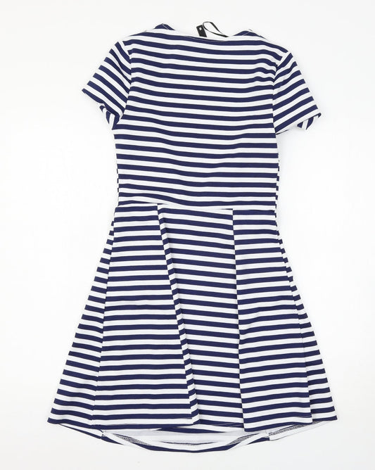 Preworn Womens Blue Striped T-Shirt Dress Size 8