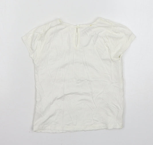 Monsoon Girls White Basic T-Shirt Size 5-6 Years