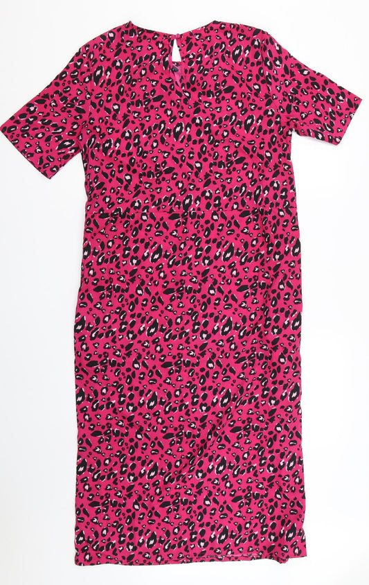 Studio Womens Pink Animal Print Shift Size 12