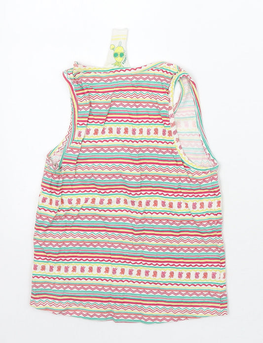 Young Dimension Girls White Striped Basic Tank Size 5-6 Years
