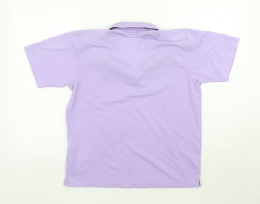 Preworn Womens Purple Floral Basic Polo Size S