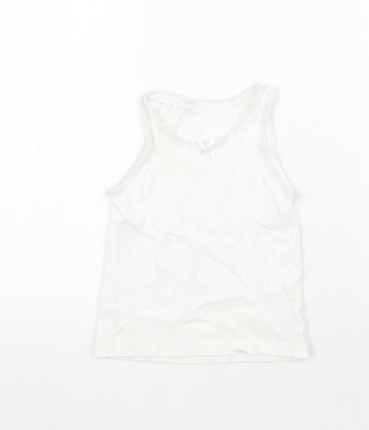 Matalan Girls White Basic Tank Size 4-5 Years