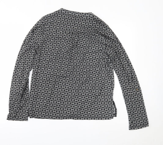 Principles Womens Black Geometric Basic Button-Up Size 12