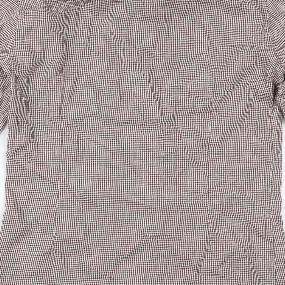 Marks and Spencer Mens Red Houndstooth Button-Up Size 14.5