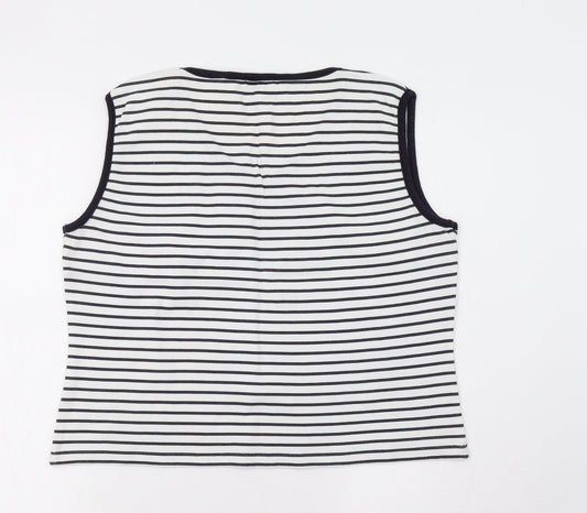 Club St Honore Womens White Striped Basic Tank Size L