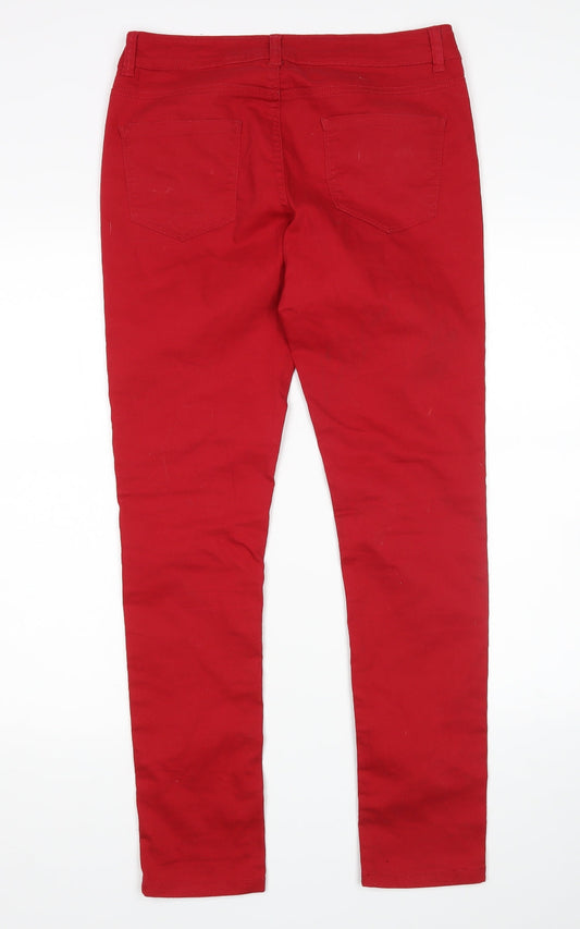 YESYES Womens Red Skinny Jeans Size 10 L30 in