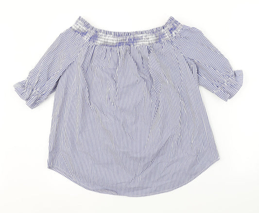 New Look Womens Blue Striped Basic Blouse Size 14