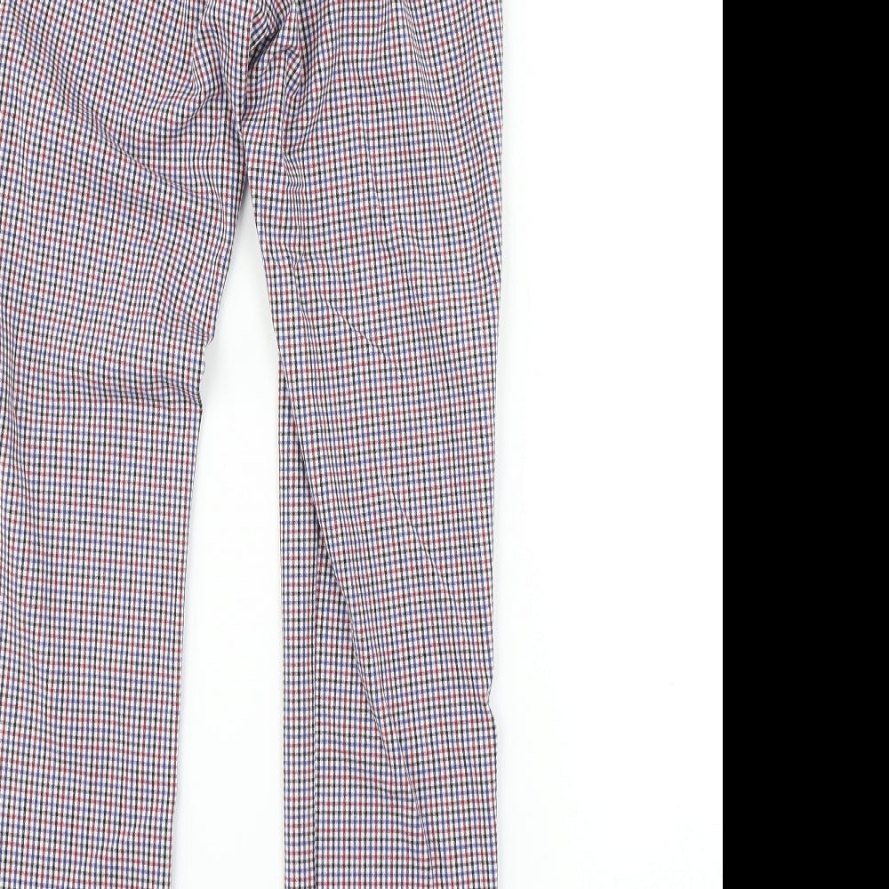 Stradivarius Womens Multicoloured Check Trousers Size 6 L28 in