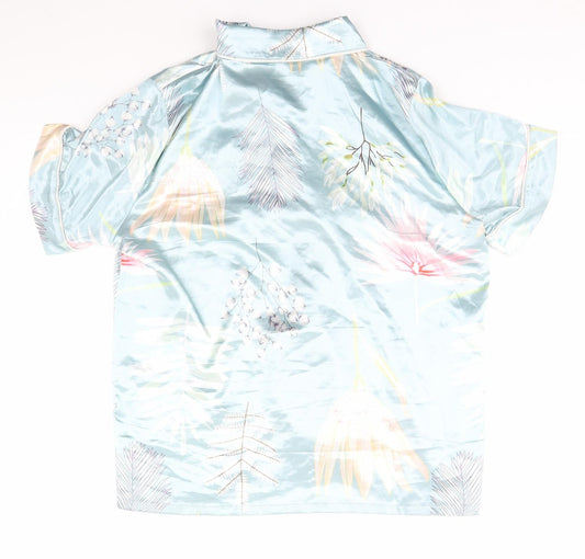 Preworn Womens Silver Floral Button-Up Size L