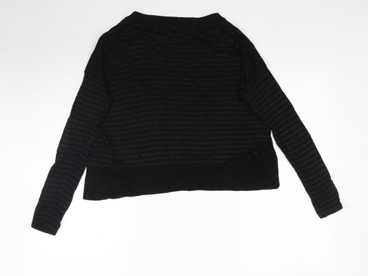 Mac & Jac Womens Black Striped Basic T-Shirt Size M