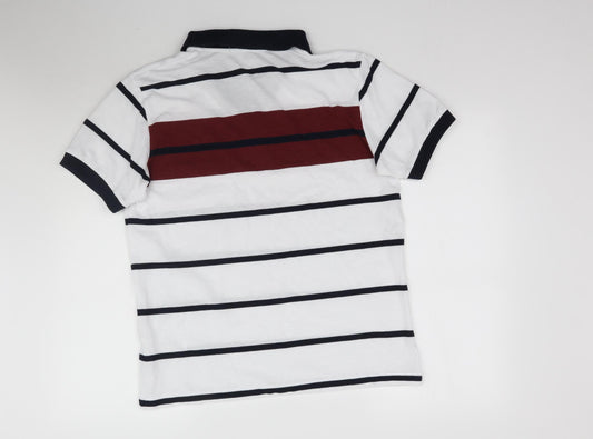 Premier Man Mens White Striped Polo Size M